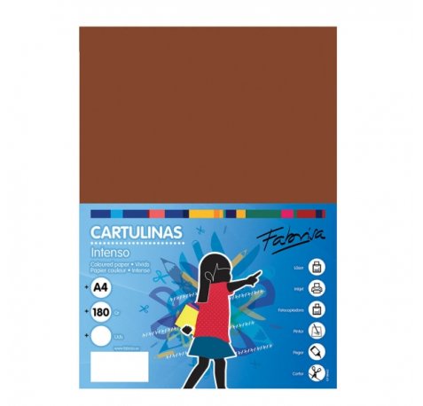 Fabrisa Pack de 50 Cartulinas 180 g/m² - Tamaño A4 - Color Marron