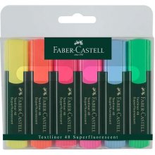 Faber-Castell Textliner 48 Pack de 6 Marcadores Fluorescentes - Punta Biselada - Trazo entre 1.2mm y 5mm - Tinta con Base de Agua - Colores Surtidos