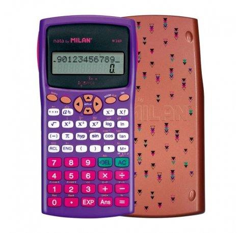 Milan M240 Calculadora Cientifica Copper 10+2 Digitos - Pantalla de 2 Lineas - 240 Funciones Integradas Incluyendo 124 Cientificas - Carcasa Protectora Estampada - Color Violeta