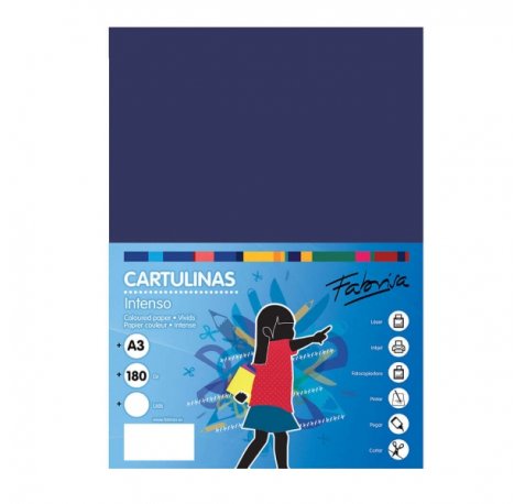 Fabrisa Pack de 25 Cartulinas 180 g/m² - Tamaño A3 - Color Azul Oscuro