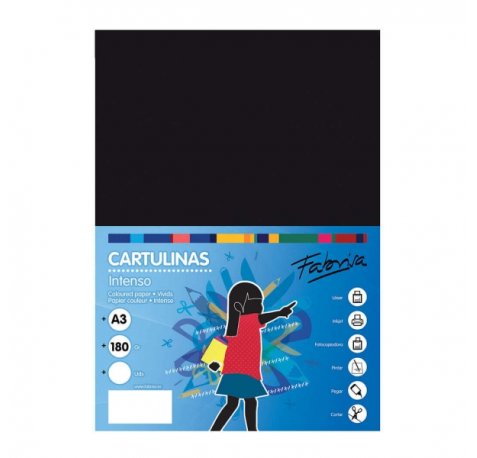Fabrisa Pack de 25 Cartulinas 180 g/m² - Tamaño A3 - Color Negro