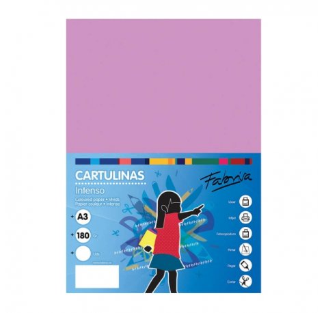 Fabrisa Pack de 25 Cartulinas 180 g/m² - Tamaño A3 - Color Lila