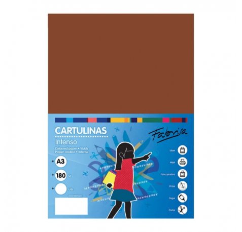 Fabrisa Pack de 25 Cartulinas 180 g/m² - Tamaño A3 - Color Marron
