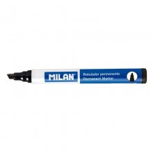 Milan Rotuladores Permanentes Punta Biselada - Punta 1 - 4mm - Tinta a Base de Alcohol - Color Negro (12 uds)