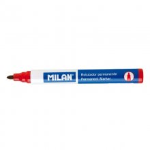 Milan Rotuladores Permanentes con Punta Redonda - Punta 4 mm - Tinta a Base de Alcohol - Color Rojo (12 uds)