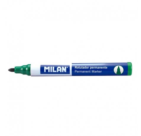 Milan Rotuladores Permanentes con Punta Redonda - Punta 4 mm - Tinta a Base de Alcohol - Color Verde (12 uds)