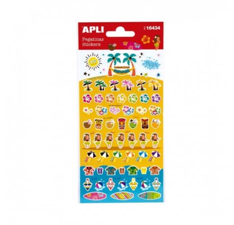 Apli Bolsa de Pegatinas de Hawai - Acabado Mate - Adhesivo Permanente - Fomenta Creatividad y Psicomotricidad en Niños