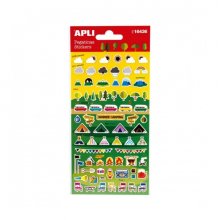 Apli Bolsa de Pegatinas de Camping - Acabado Mate - Adhesivo Permanente - Ideal para Scrapbooking y Decoracion - Fomenta Creatividad y Psicomotricidad Infantil