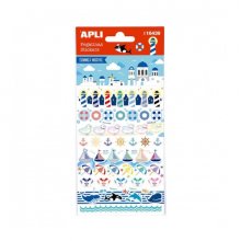 Apli Bolsa de Pegatinas de Verano - Tematica Nautica - 58 Pegatinas - Adhesivo Permanente - Ideal para Scrapbooking y Decoracion - Estimula Creatividad y Psicomotricidad Infantil