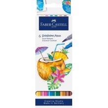 Faber-Castell Tropical Escapes Pack con 6 Rotuladores Goldfaber Doble Punta - Punta Pincel y Punta Fina 0.6mm- Solubles en Agua, Inodoros, Sin Acido y con PH Neutro - Colores Surtidos