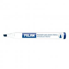 Milan Rotuladores para Pizarra Blanca con Punta Biselada - Punta 1 - 4 mm - Tinta a Base de Alcohol - Borrable en Seco - Color Azul (12 uds)