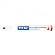 Milan Rotuladores para Pizarra Blanca con Punta Biselada - Punta 1 - 4 mm - Tinta a Base de Alcohol - Borrable en Seco - Color Rojo (12 uds)