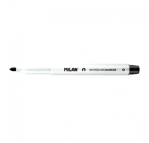 Milan Rotuladores para Pizarra Blanca con Punta Redonda - Punta 3.7 mm - Tinta a Base de Alcohol - Borrable en Seco - Color Negro (12 uds)