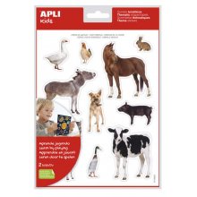 Apli Bolsa de Gomets Tematicos Realistas Animales de la Granja - 24 Gomets - Adhesivo Removible - Desarrollo de Habilidades Motoras - Normas de Calidad y Seguridad Cumplidas - Coloridos (5 uds)