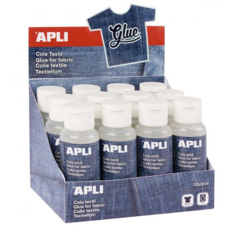 Apli Cola Textil Especial - 80ml - Resistente al Lavado - Ideal para Tejidos - Transparente (12 uds)