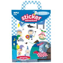Apli Juego de Pegatinas de Papel Tematica Caballeros - 2 Escenarios 45x20cm - 2 Hojas de Gomets Removibles - Cajita con Asa - Ideal para Viajes - Recomendado +3 Años - Colorido (2 uds)