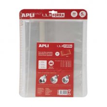 Apli Pack de 5 Forros de Libro con Solapa Ajustable 290mm - PP - Forra en 3 Pasos
