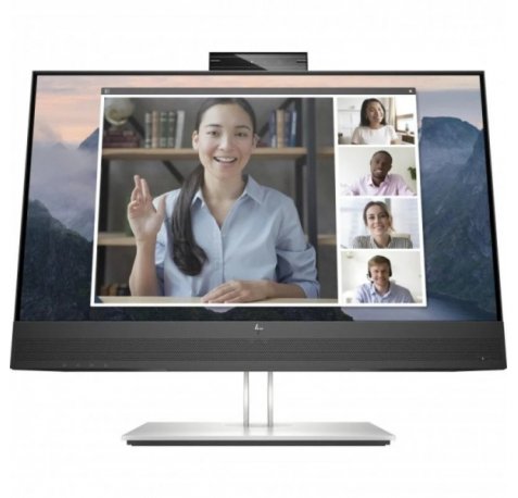HP E24MV G4 Monitor 23.8" LED IPS FullHD 60Hz - Respuesta 5ms - Altavoces 4W - Ajustable en Altura, Giratorio e Inclinable - HDMI, Displayport, VGA, Hub USB - Webcam - VESA 100x100mm - Color Negro/Plata