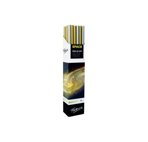 Fabrisa Space 2C Expositor de 30 Rollos de Papel Regalo - Papel Kraft Verjurado de 70gr - Medidas del Rollo 1x3m - Colores Oro y Plata