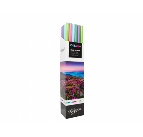 Fabrisa ColorPlus Expositor de 30 Rollos de Papel Regalo - Papel Kraft Verjurado de 70gr - Medidas del Rollo 1x3m - Colores Surtidos