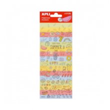 Apli Bolsa de Pegatinas de Verano - Adhesivo Permanente - Ideal para Scrapbooking - Desarrolla Psicomotricidad y Creatividad - 65 Pegatinas por Hoja