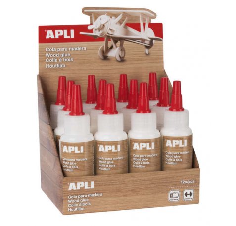 Apli Cola Madera 80ml - Gran Poder de Adhesion - Transparente al Secar - Aplicador de Precision Incluido - sin Disolventes