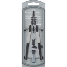Faber-Castell Compas de Ajuste Rapido 3.5mm - Articulaciones en ambos Brazos - Para Circunferencias de hasta Ø 390mm - Accesorios de Recambio - Adaptador Universal