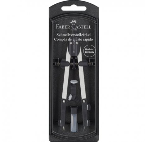 Faber-Castell Compas de Ajuste Rapido - Articulaciones en ambos Brazos - Accesorios de Recambio - Adaptador Universal