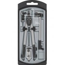 Faber-Castell Compas de Ajuste Rapido con Alargadera - Articulaciones en ambos Brazos - Accesorios de Recambio - Adaptador Universal