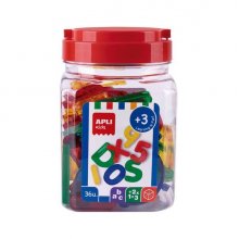 Apli Pack de 36 Letras y Numeros Transparentes - Tamaño 50 mm - Colores Surtidos