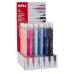 Apli Expositor Portaminas Soft Nordik - 05mm - Colores Salmon, Rosa, Turquesa, Azul, Azul Marino y Negro - Capuchon con Tapon Transparente y Goma de Borrar - 24 Unidades