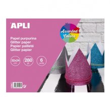 Apli Bloc Cartulinas Purpurina - 280gr - Ideal para Manualidades y Scrapbooking - Colores Surtidos