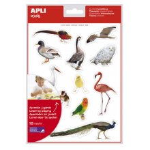 Apli Gomets Tematicos Realistas de Aves - 144 Gomets en 12 Hojas - Imagenes Realistas para Relacionar Aves - Desarrolla Habilidades Motoras - Adhesivo Removible - Adhesivo Base Agua - Coloridos (5 uds)