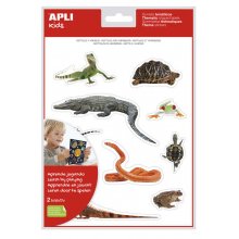Apli Gomets Tematicos Realistas de Reptiles y Anfibios - 20 Gomets - Imagenes Realistas para Relacionar Animales - Adhesivo Removible - Adhesivo Base Agua - Libre de Disolventes - Descubre el Surtido (5 uds)