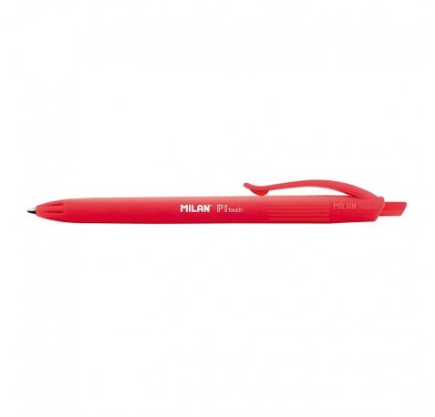 Milan P1 Touch Boligrafo de Bola Retractil - Punta Redonda 1mm - Tinta de Aceite - Escritura Suave - 1.200m de Escritura - Color Rojo (25 uds)
