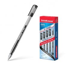 Erichkrause G-Tone Boligrafo de Gel - Cuerpo Translucido con Grip Perfilado Triangular - Punta de 0,5mm - Tinta de Gel de Secado Rapido - Color Negro (12 uds)