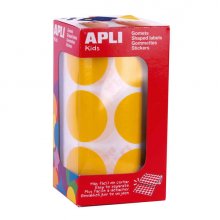 Apli Gomets XL Redondos Ø 33mm Amarillo Adhesivo Permanente - 59 Hojas Pretroqueladas - 708 Gomets por Rollo