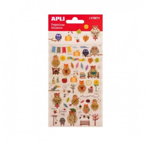 Apli Bolsa de Pegatinas de Otoño - Acabado Epoxy - Adhesivo Permanente - Ideal para Scrapbooking y Decoracion - Fomenta Creatividad y Psicomotricidad Infantil