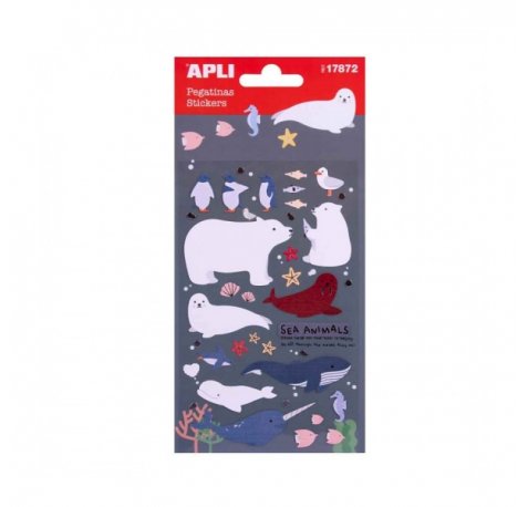 Apli Bolsa de Pegatinas con Animales Marinos - Acabado Epoxy - Adhesivo Permanente - Ideal para Scrapbooking y Decoracion - Fomenta Creatividad y Psicomotricidad Infantil