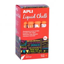 Apli Rotulador de Tiza Liquida Naranja - Punta Redonda - Ideal para Pizarras, Plastico, Ventanas, Ceramica, Vinilos, Metal, Etc - Facil de Borrar - Secado Rapido