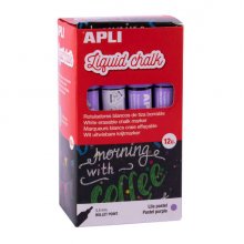 Apli Rotulador de Tiza Liquida Lila Pastel - Punta Redonda - Ideal para Pizarras, Plastico, Ventanas, Ceramica, Vinilos, Metal, Etc - Facil de Borrar - Secado Rapido - Uso Sencillo - Base Agua Libre de Toxicos