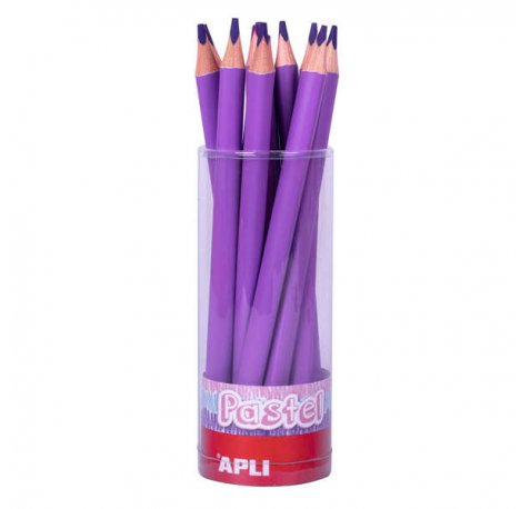 Apli Lapices Jumbo Pastel Lila - Mina 5mm - Forma Triangular para Niños - 10mm Diametro - 170mm Largo - Pack 18 Unidades - Expositor Jumbo Pastel
