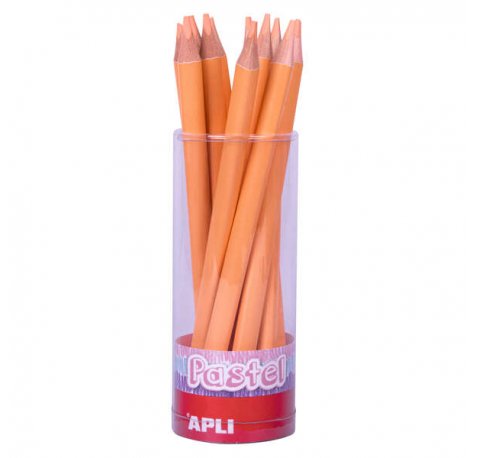 Apli Lapices Jumbo Pastel Salmon - Mina 5mm - Forma Triangular Ergonomica - Diametro 10mm, Largo 170mm - Pack 18 Unidades - Ideal para Expositor Jumbo Pastel