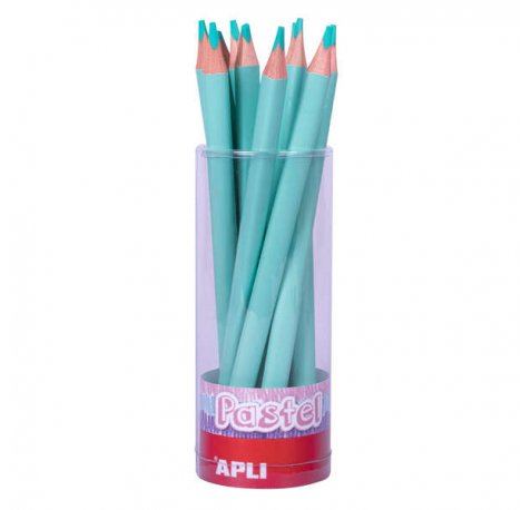 Apli Lapices Jumbo Pastel Turquesa - Mina de 5mm - Forma Triangular para Niños - 10mm de Diametro - Pack de 18 Unidades (18 uds)