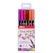 Apli Rotuladores Acuarelables de Doble Punta - Pincel de 1-4mm y Redonda de 1mm - Tinta Base Agua No Toxica - 12 Colores Surtidos para Mezclas y Degradados Apli Rotuladores Acuarelables de Doble Punta - Pincel de 1-4mm y Redonda de 1mm - Tinta Base Agua No Toxica - 12 Colores Surtidos para Mezclas y Degradados