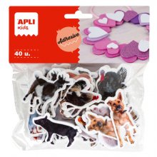 Apli Formas Goma Eva Adhesivas Animales de la Granja 40U - Faciles de Pegar - Variados Diseños - Ideal para Manualidades (5 uds)