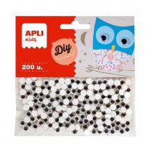 Apli Ojos Moviles Adhesivos Redondos - Gran Poder de Adhesion - Versatiles para Multiples Superficies - Ideales para Manualidades Escolares y Talleres Infantiles - Color Negro