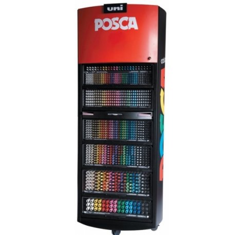 Posca Expositor de 1236 Marcadores de Pintura - Punta de Poliester - Tinta Pigmentada Base Agua - Resistente a la Luz - Colores Surtidos (1236 uds)