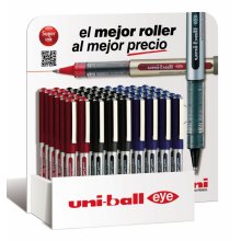 Uni-ball Eye Micro UB-150 Expositor de 54 Boligrafos de Tinta Liquida - Punta de Bola 0.5mm - Tinta Resistente al Agua y Luz - Sistema de Control de Tinta - Ventana de Nivel de Tinta - Color Surtido (54 uds)