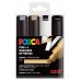 Posca PC-8K Estuche de 4 Marcadores de Pintura - Punta Biselada Acrilica 8mm - Tinta Base al Agua - Resistente a la Luz - Color Surtido